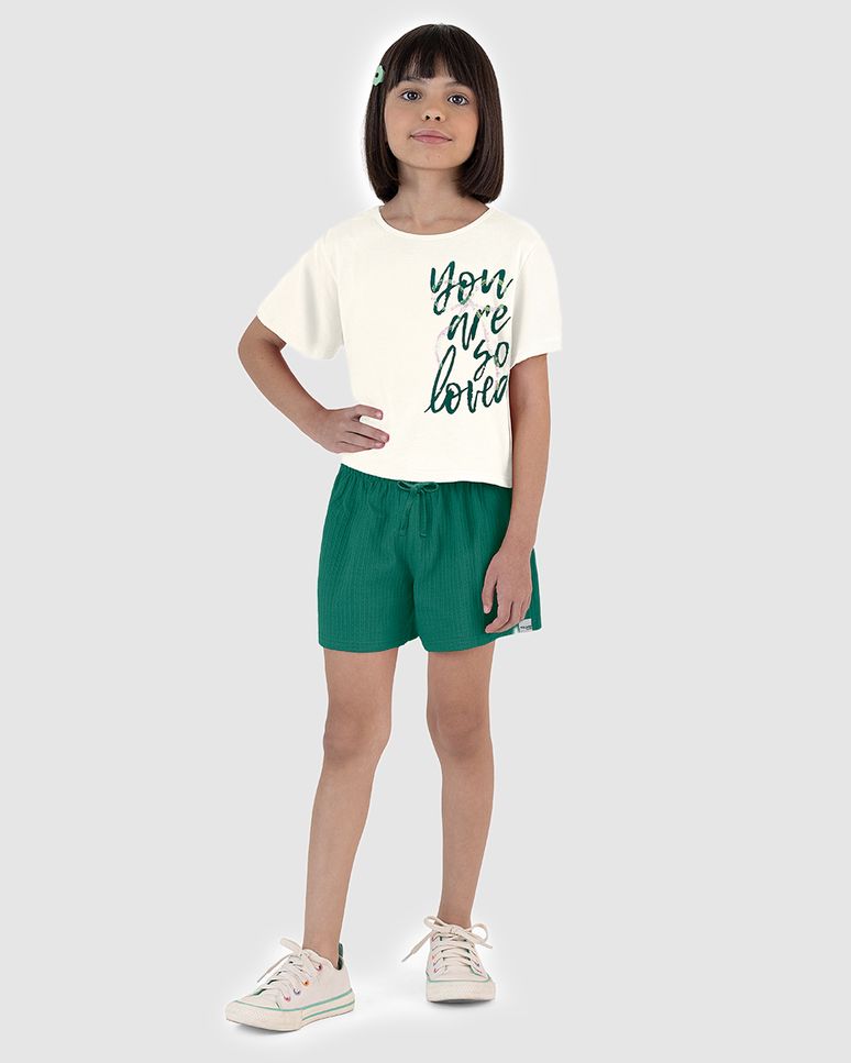 Conjunto Infantil Menina Blusa You Are So Loved Em Algodão Malwee Kids
