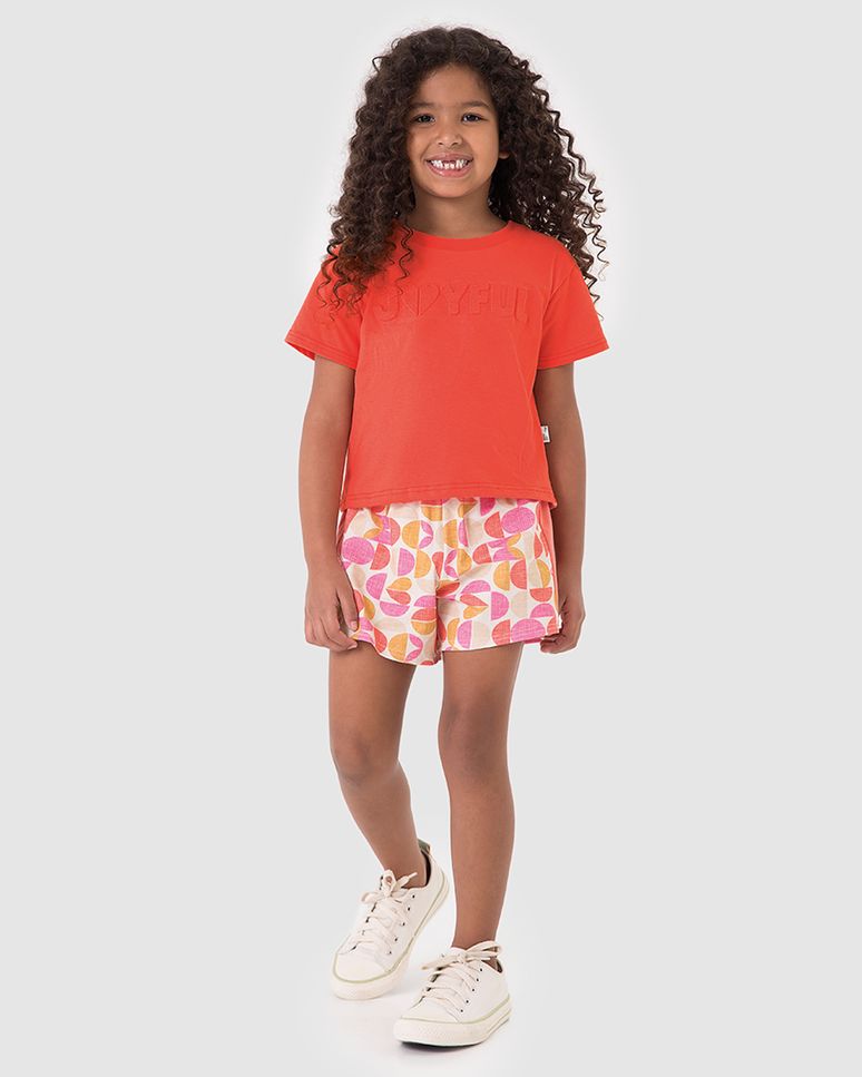 Conjunto Infantil Menina Blusa Estampa Embossing Joyful Algodão Malwee Kids