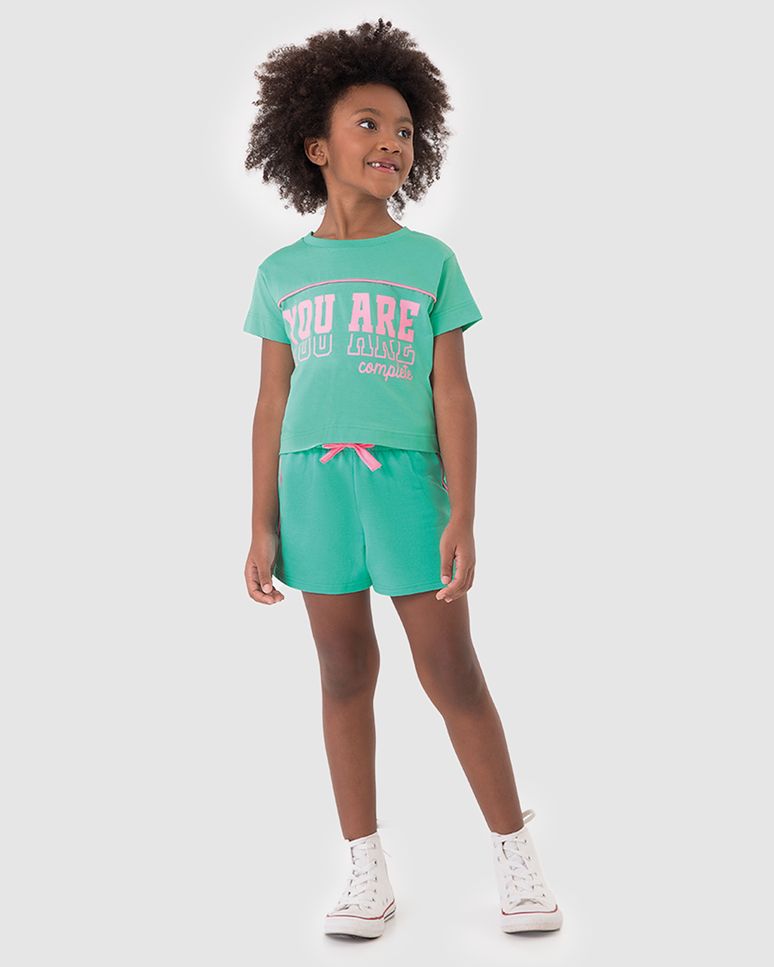 Conjunto Infantil Menina You Are Complete Em Malha Rajada Malwee Kids