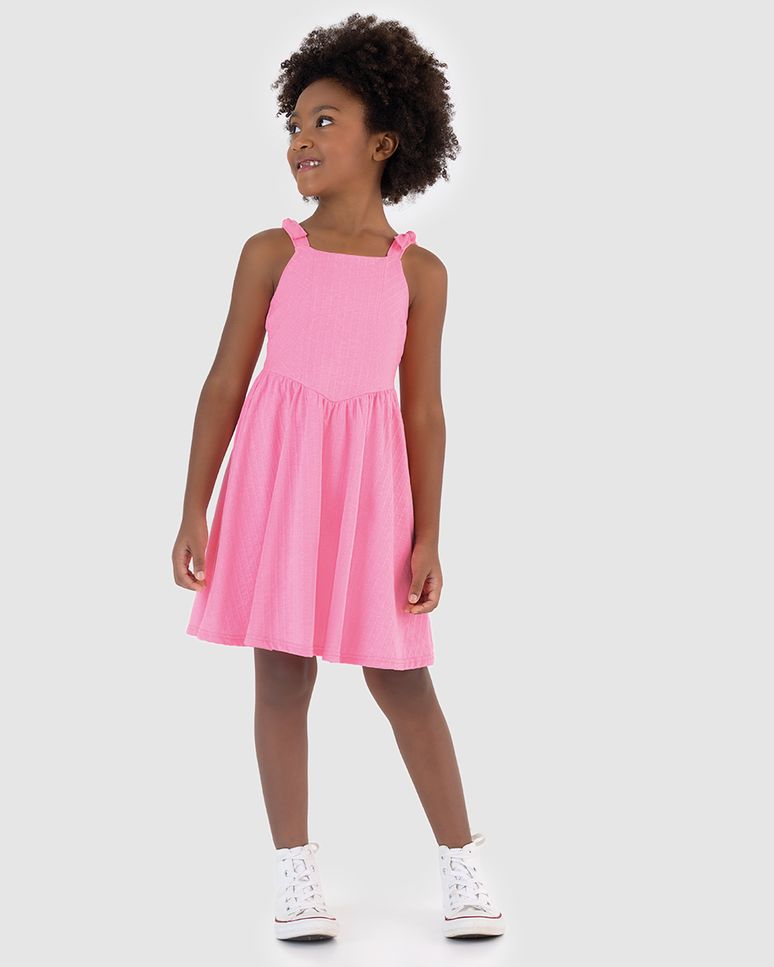 Vestido Infantil Alça Detalhe Nó Em Malha Texturizada Malwee Kids