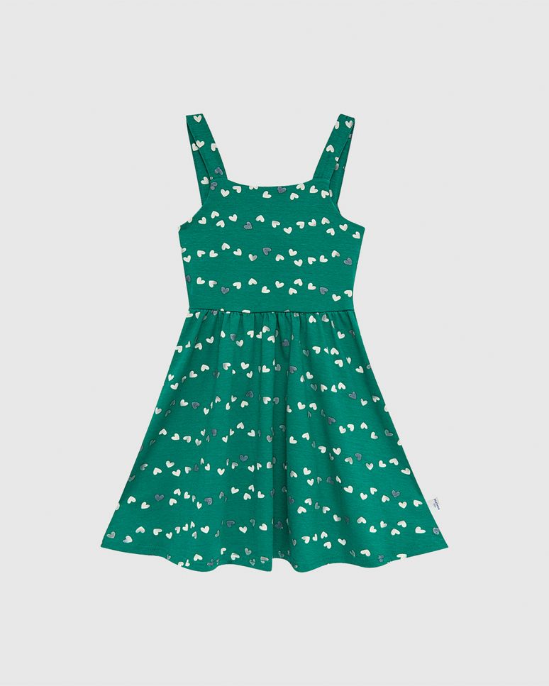 Vestido Infantil Estampa Corações Com Glitter Em Algodão Malwee Kids