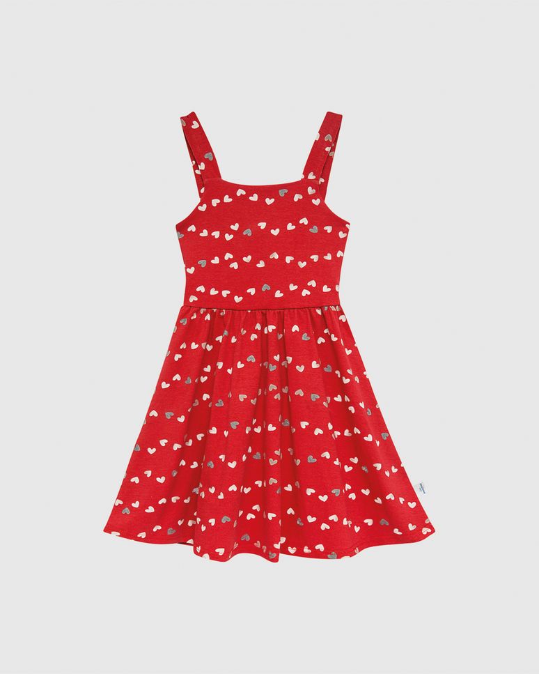 Vestido Infantil Estampa Corações Com Glitter Em Algodão Malwee Kids