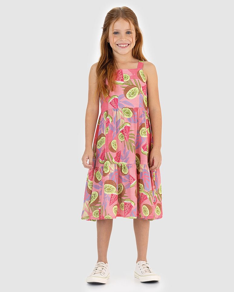 Vestido Infantil Midi Acinturado Em Viscose Malwee Kids