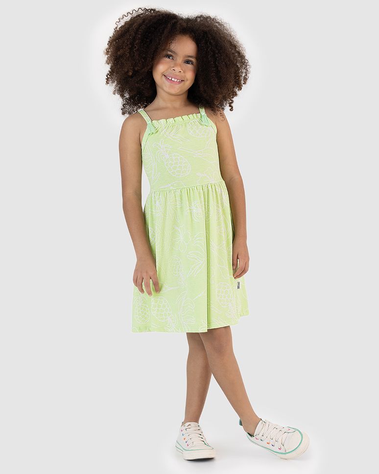 Vestido Infantil Decote Quadrado Detalhe Tessel Em Algodão Malwee Kids