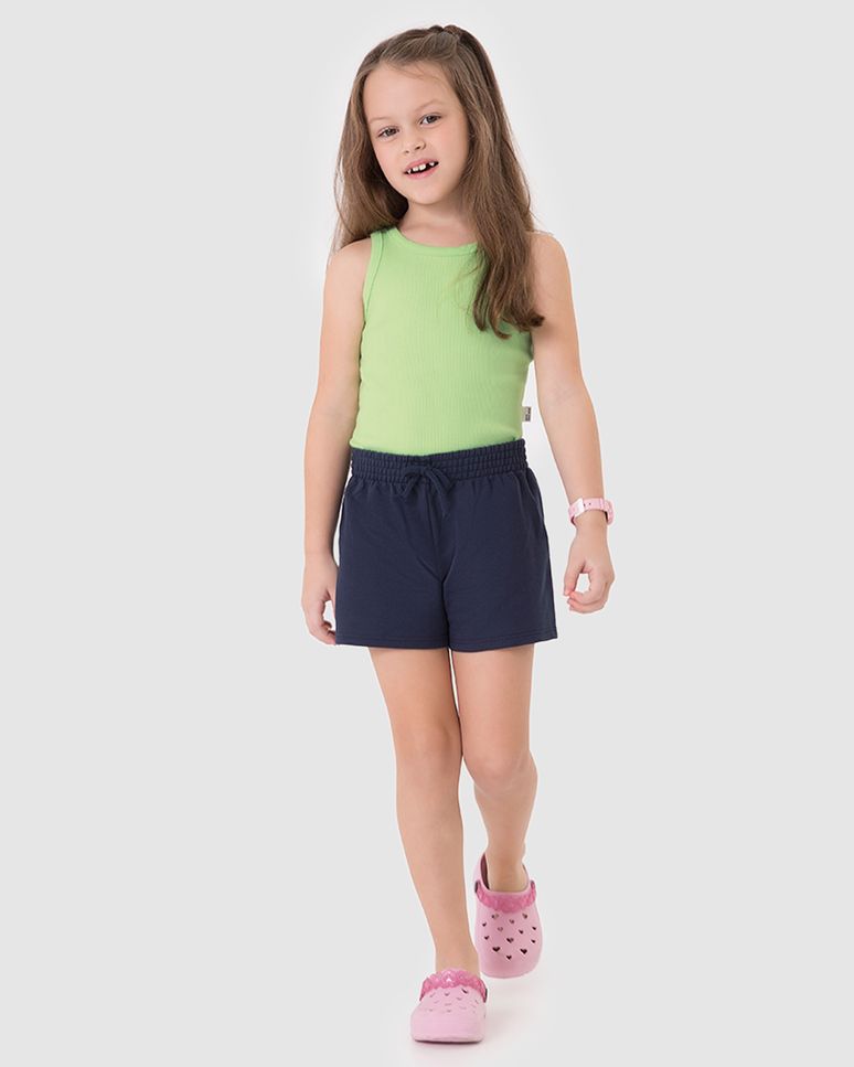 Conjunto Infantil Menina Regata Ribana E Shorts Em Moletinho Malwee Kids