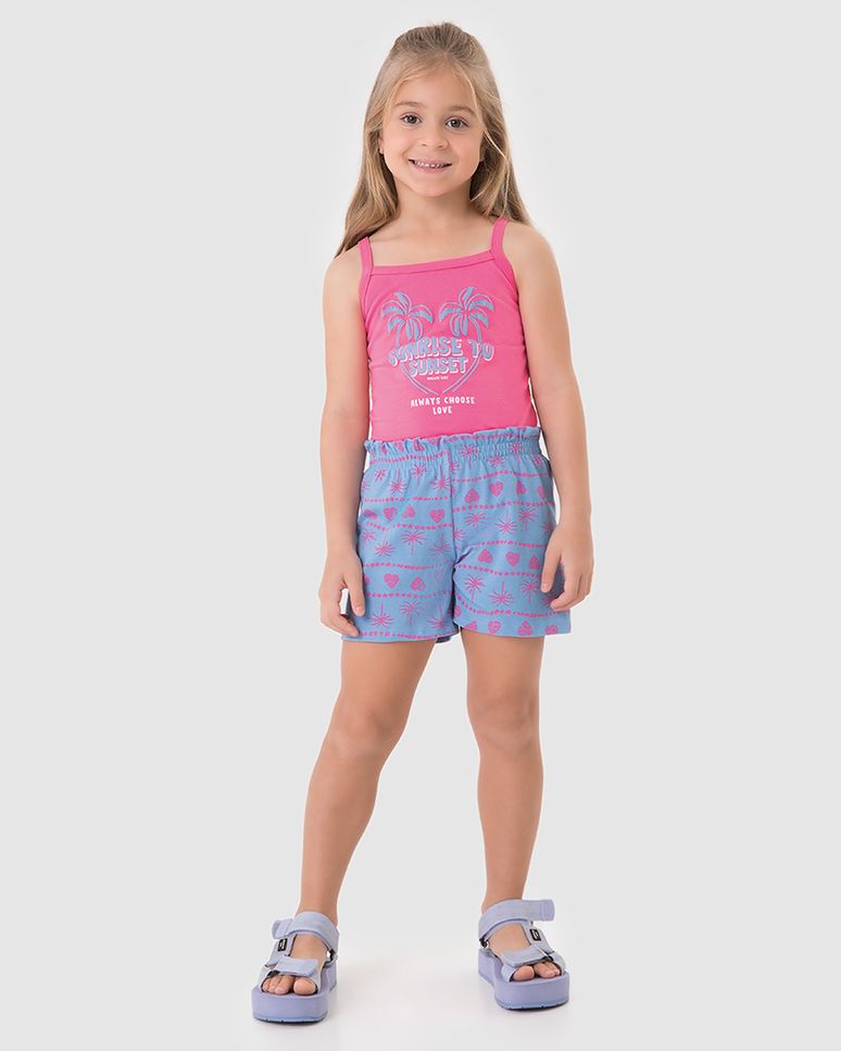 Conjunto Infantil Menina Regata Decote Reto Em Algodão Malwee Kids