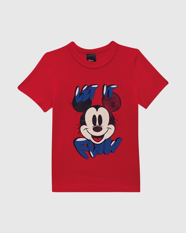 Camiseta Infantil Menino Let It Flow Mickey Disney Em Algodão Malwee Kids