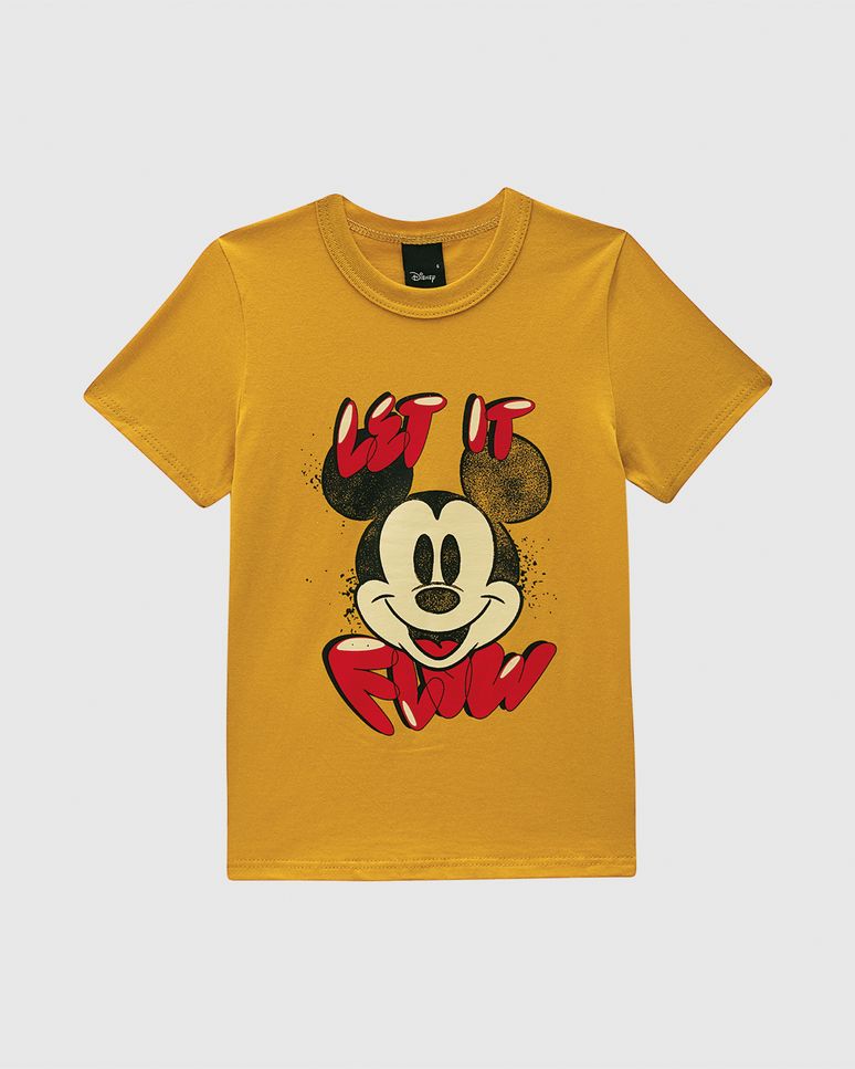 Camiseta Infantil Menino Let It Flow Mickey Disney Em Algodão Malwee Kids