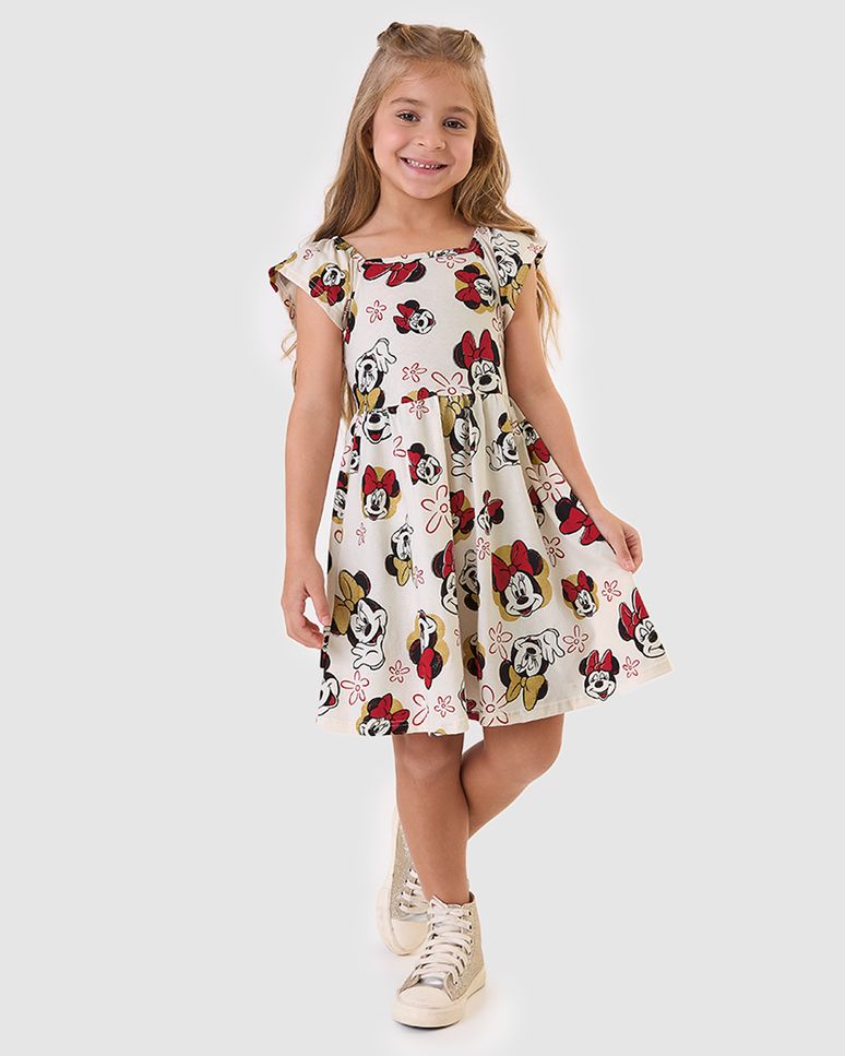 Vestido Infantil Rodado Minnie Mouse Disney Em Algodão Malwee Kids