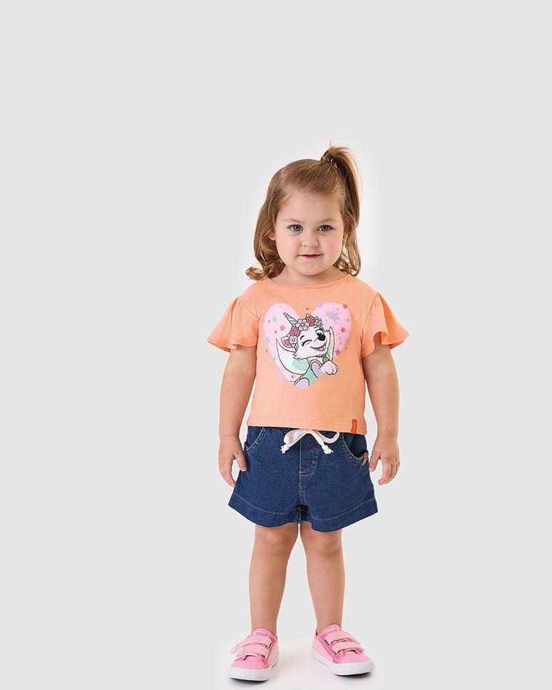 Blusa Infantil Menina Box Estampa Glitter Patrulha Canina Malwee Kids