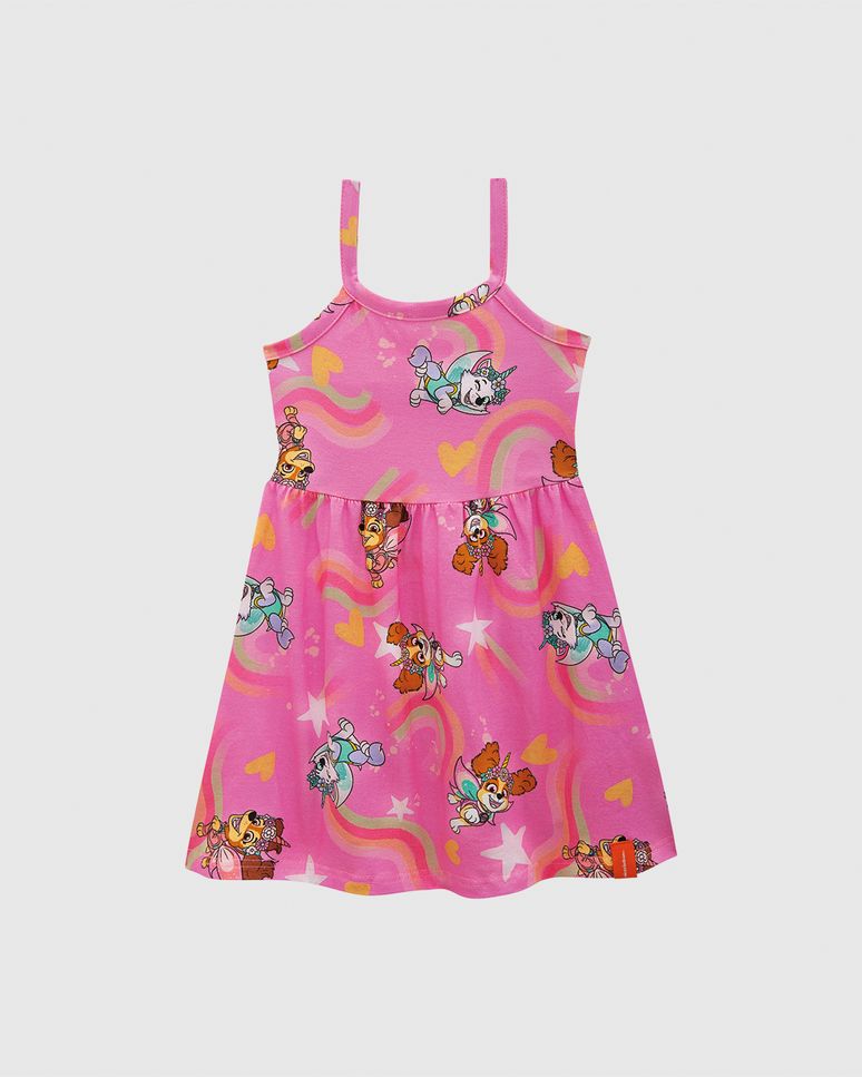 Vestido Infantil Detalhe Vazado Costas Patrulha Canina Em Algodão Malwee Kids