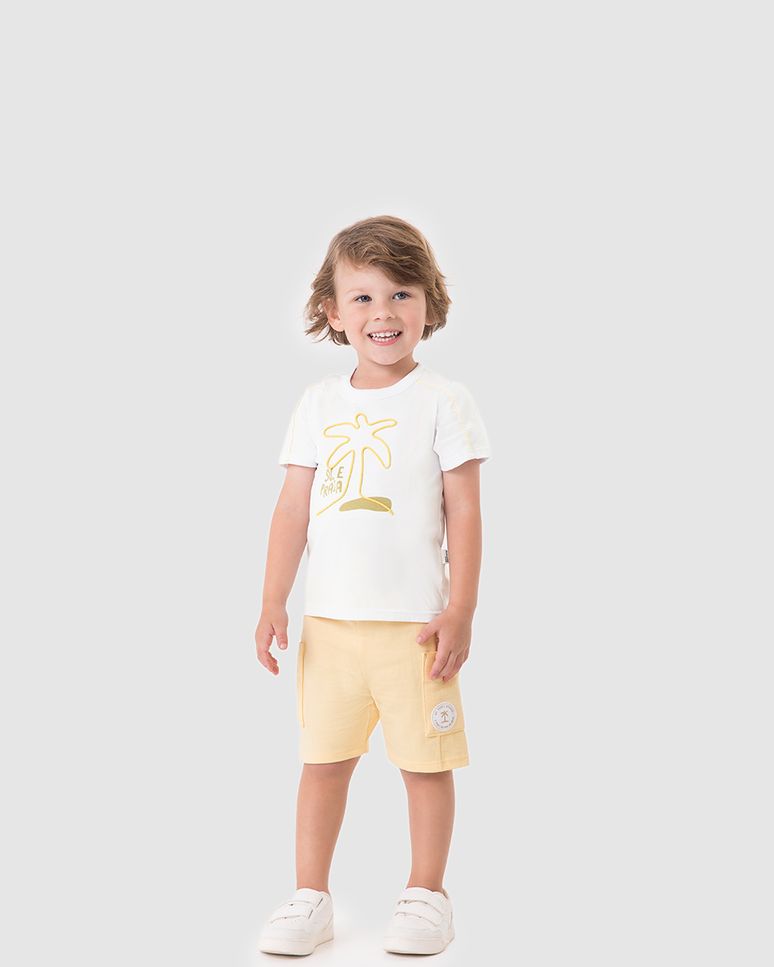 Conjunto Infantil Menino Camiseta E Bermuda Estampa Puff Malwee Kids