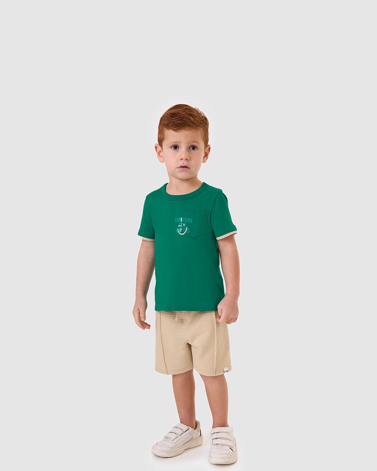 Conjunto Infantil Menino Bermuda Em Moletinho Texturizado Malwee Kids