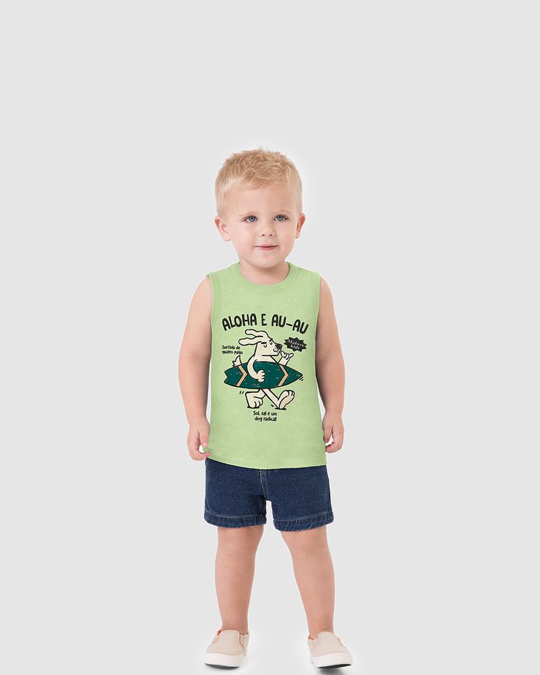 Regata Infantil Menino Estampa Frontal Temática Em Algodão Malwee Kids