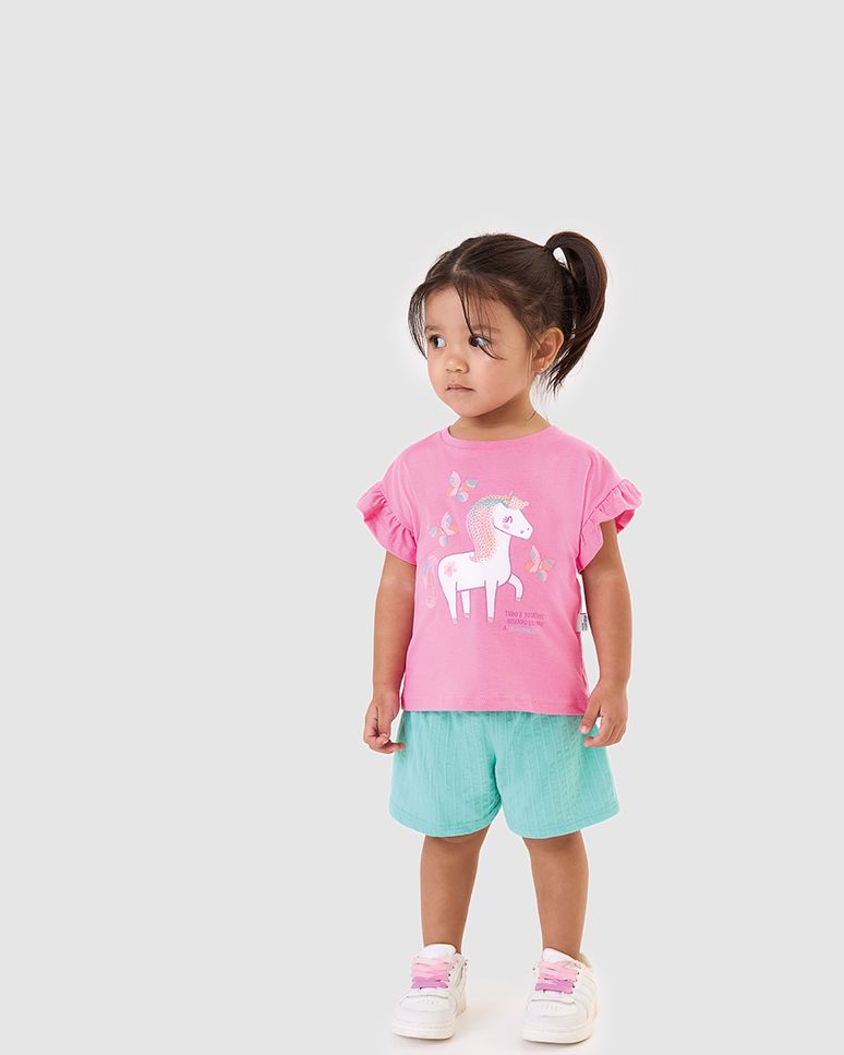 Conjunto Infantil Menina Unicórnio Aplique Lantejoula Em Algodão Malwee Kids