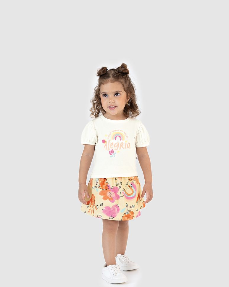 Conjunto Infantil Menina Colorindo O Mundo De Alegria Em Algodão Malwee Kids