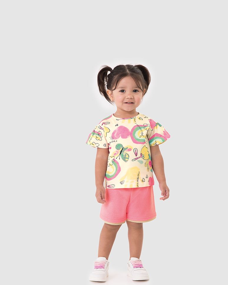 Conjunto Infantil Menina Blusa Estampa Digital Em Algodão Malwee Kids
