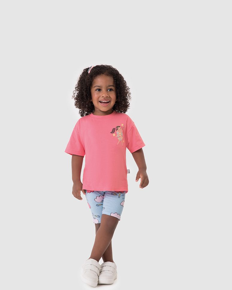 Conjunto Infantil Menina Blusa Estampa Frente E Costas Em Algodão Malwee Kids