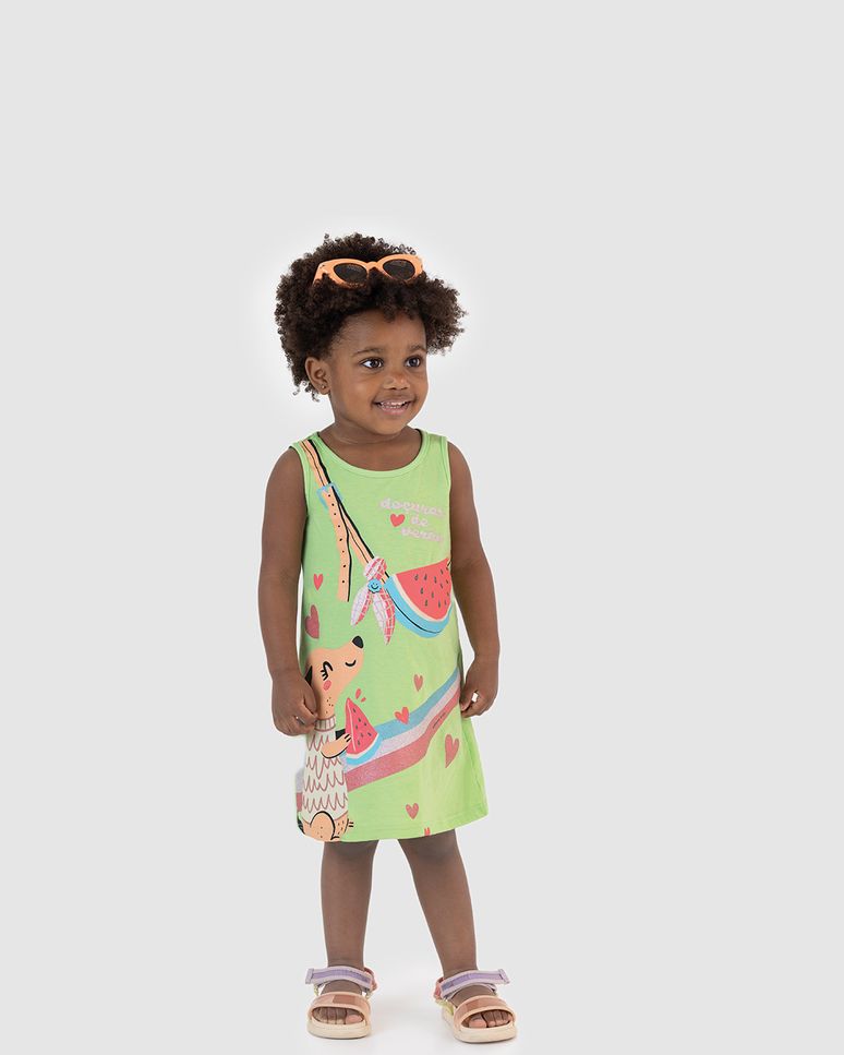 Vestido Infantil Evasê Com Estampa Em Algodão Malwee Kids