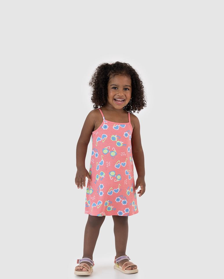 Vestido Infantil Amplo Estampa Digital Em Algodão Malwee Kids