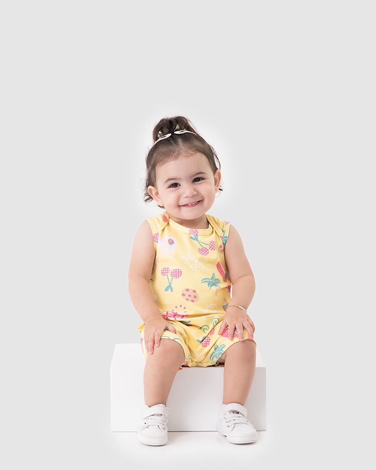 Macaquinho Bebê Menina Regata Em Algodão Malwee Kids