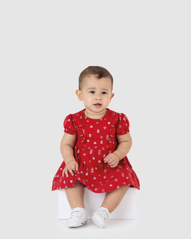 Vestido Body Infantil Estampa Corações Em Malha Texturizada Malwee Kids