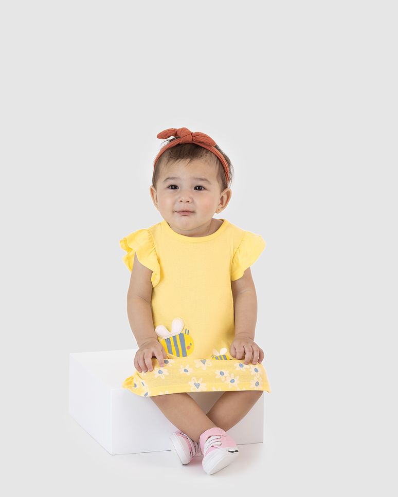 Vestido Infantil Estampa Com Aplique Interativo Em Algodão Malwee Kids