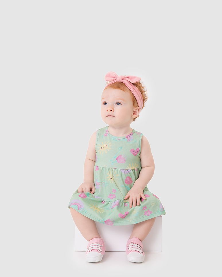 Vestido Infantil Regata Estampa Florzinhas Em Algodão Malwee Kids