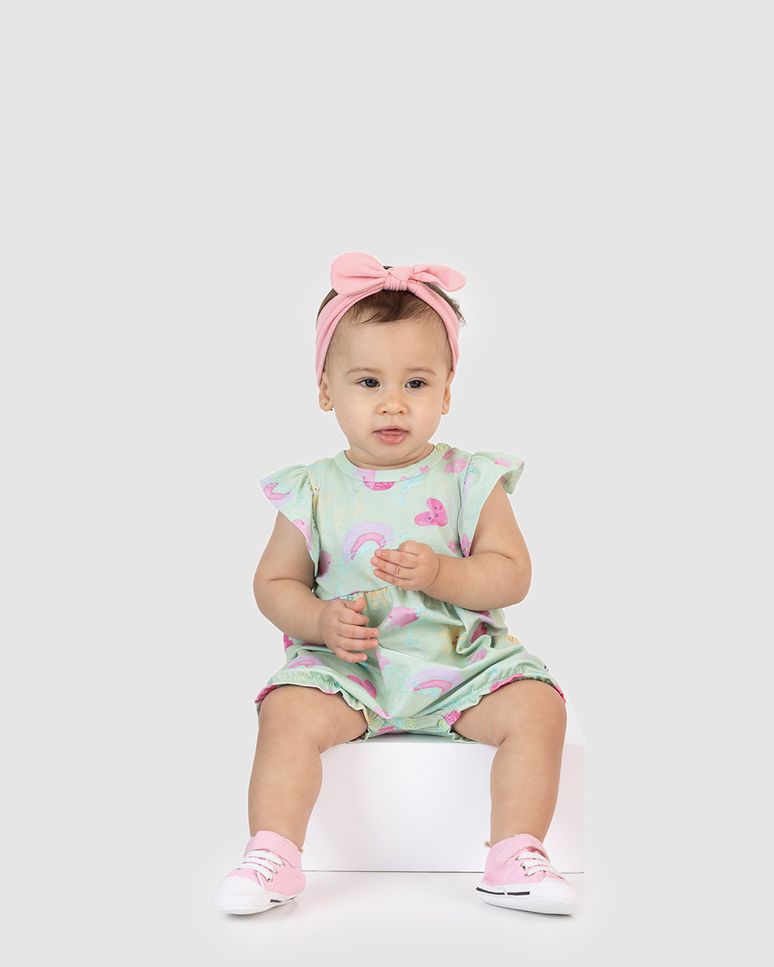 Macaquinho Bebê Menina Estampa Digital Em Algodão Malwee Kids