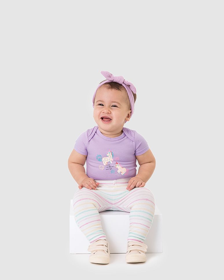 Body Bebê Menina Estampa Frontal Em Algodão Malwee Kids