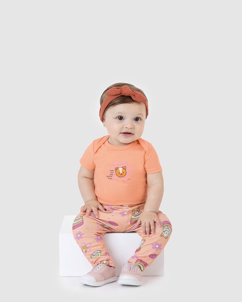 Body Bebê Menina Estampa Frontal Em Algodão Malwee Kids