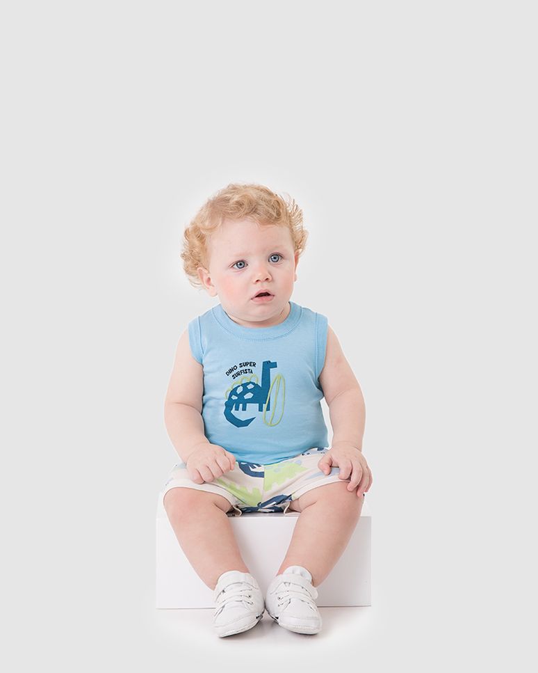 Conjunto Bebê Menino Dino Super Surfista Em Algodão Malwee Kids