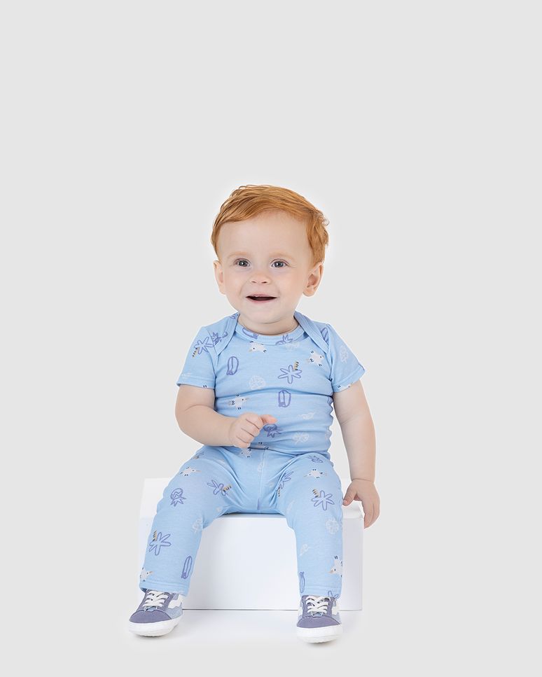 Body Bebê Menino Fechamento Botão De Pressão Em Algodão Malwee Kids