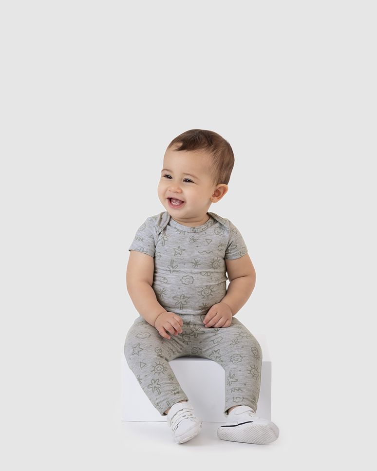 Body Bebê Unissex Estampado Botão De Pressão Em Algodão Malwee Kids