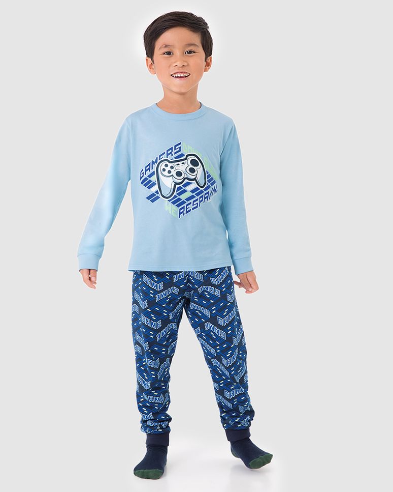 Pijama Infantil Menino Estampado Manga Longa E Calça Em Algodão Malwee Kids