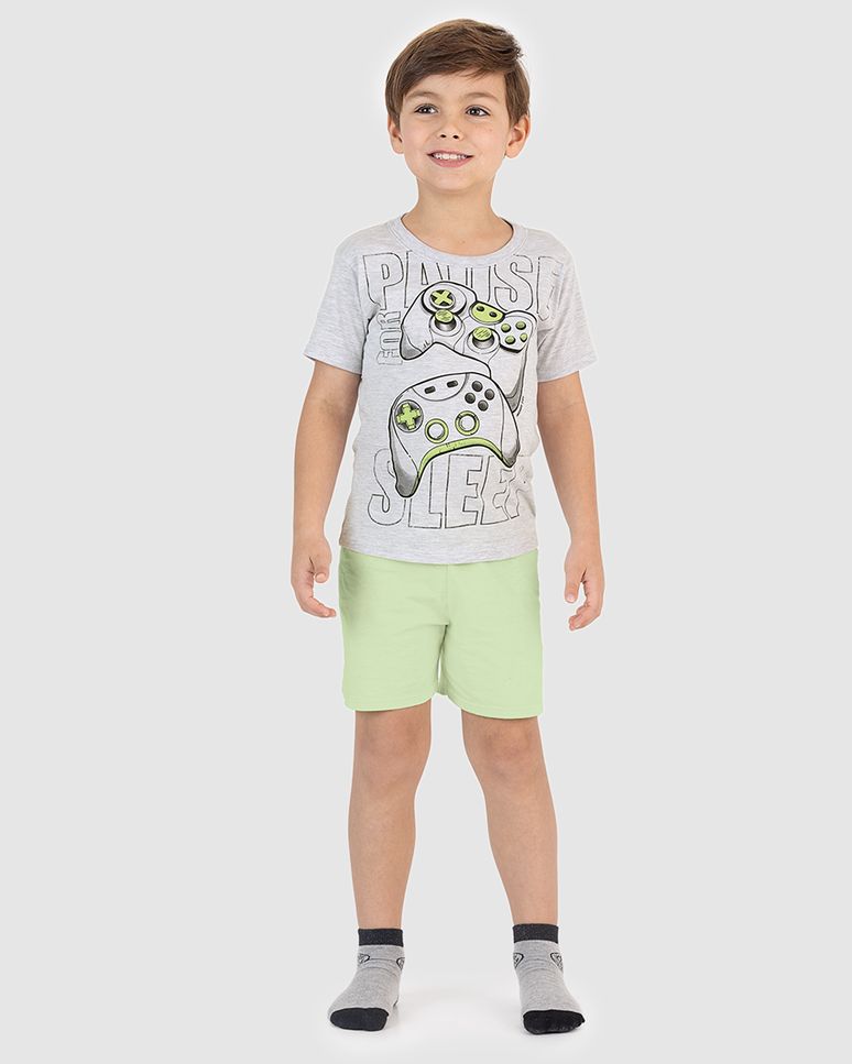 Pijama Infantil Menino Camiseta Estampa Brilha No Escuro Malwee Kids