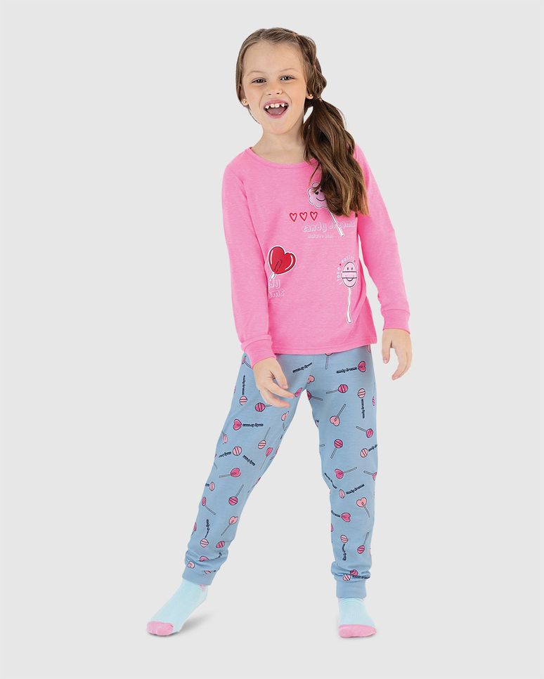 Pijama Longo Infantil Menina Blusa Manga Longa Candy Dreams Malwee Kids
