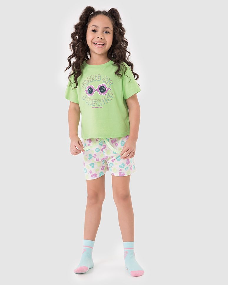 Pijama Curto Infantil Menina Bring Me Sunshine Em Algodão Malwee Kids