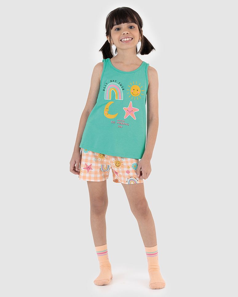 Pijama Curto Infantil Menina The Morning Sun Em Algodão Malwee Kids