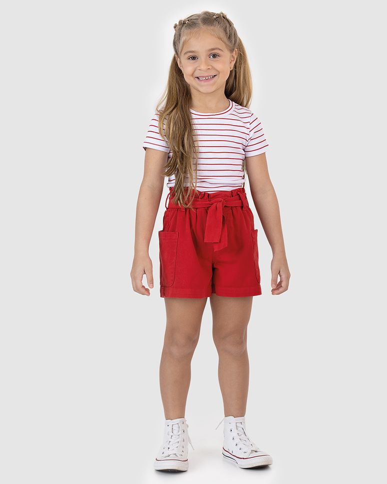 Blusa Infantil Menina Listrada Manga Curta Em Ribana Malwee Kids