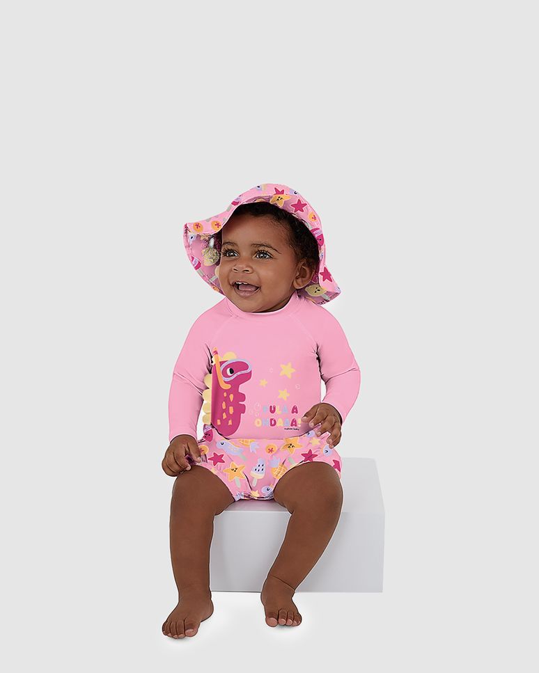 Camiseta Praia Bebê Menina Aplique Interativo Em Malha UV50+ Malwee Kids