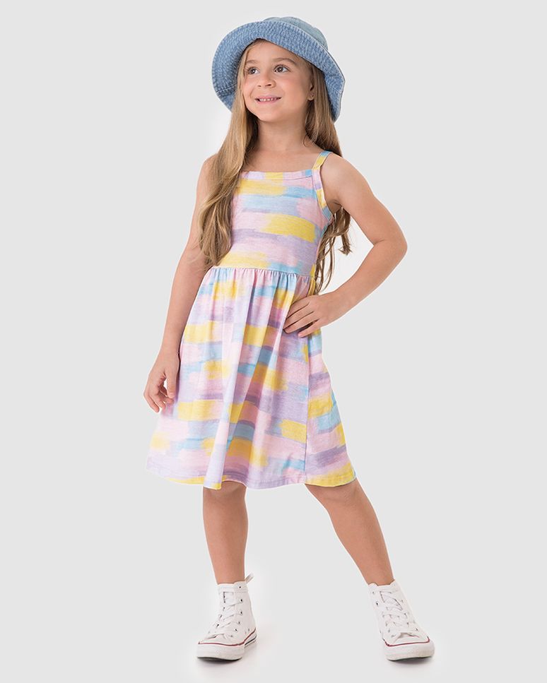 Vestido Infantil Rodado Decote Reto Em Algodão Malwee Kids