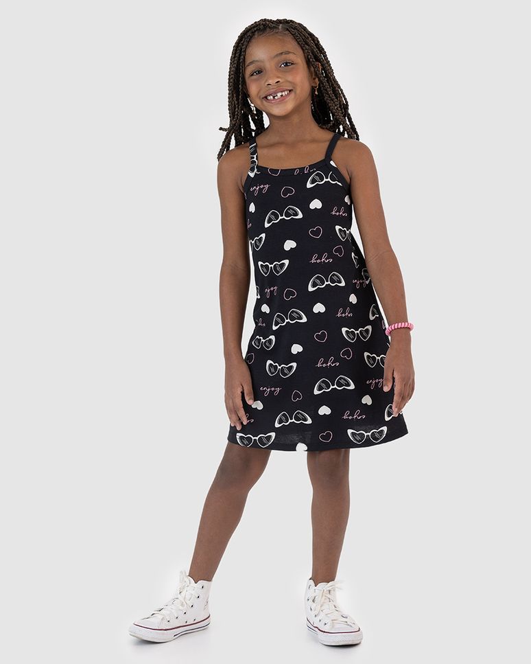 Vestido Infantil Decote Reto Estampado Em Algodão Malwee Kids