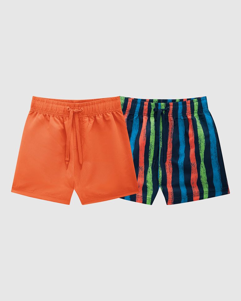 Kit 2 Shorts De Banho Infantil Menino Em Microfibra Malwee Kids