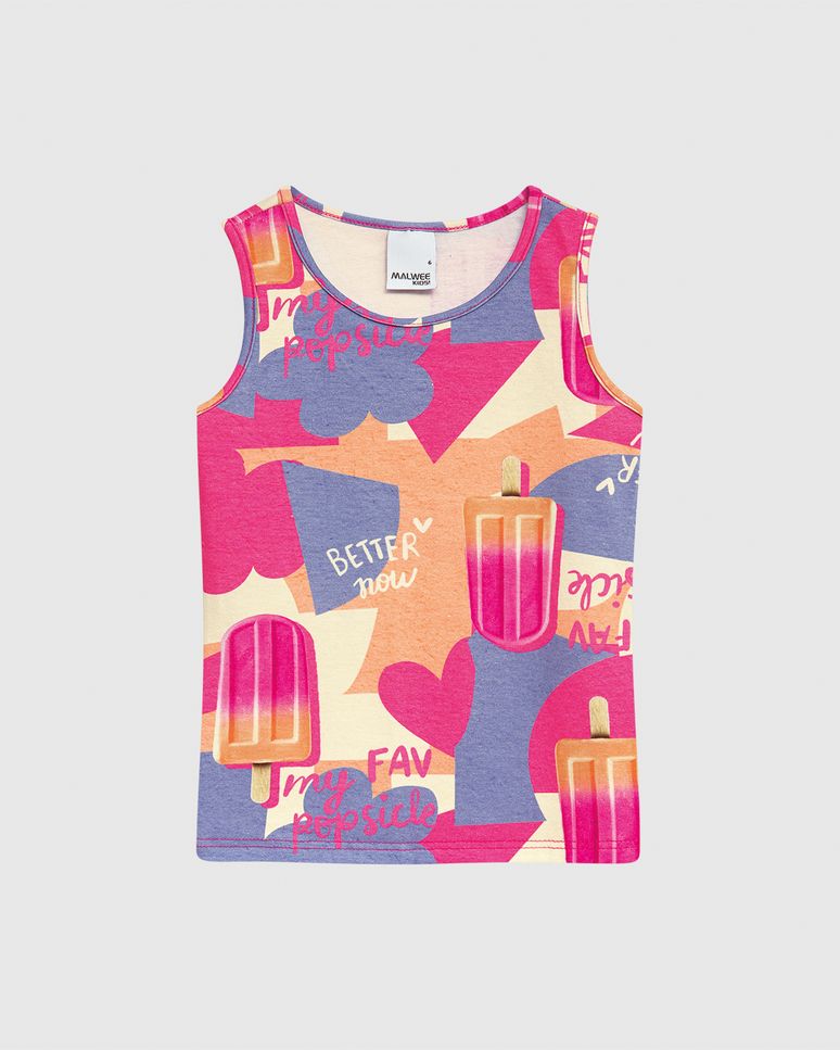 Regata Infantil Menina Estampada Em Algodão Malwee Kids