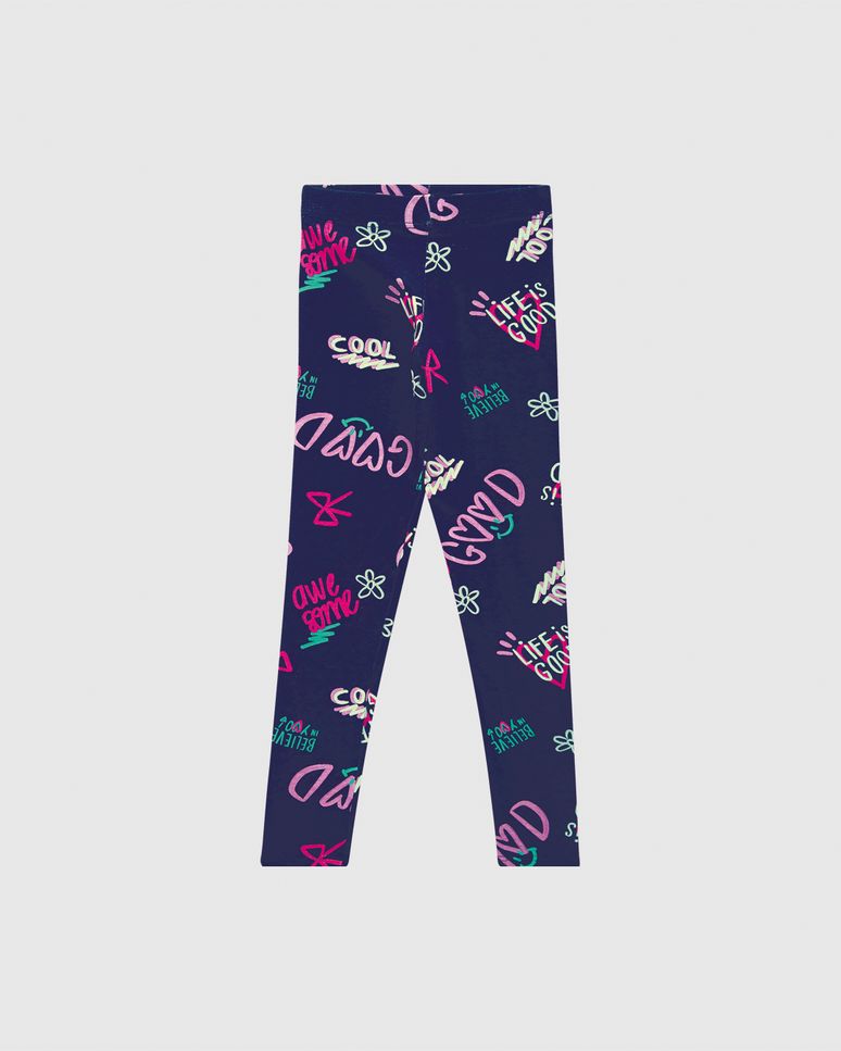 Calça Legging Infantil Estampada Em Algodão Malwee Kids