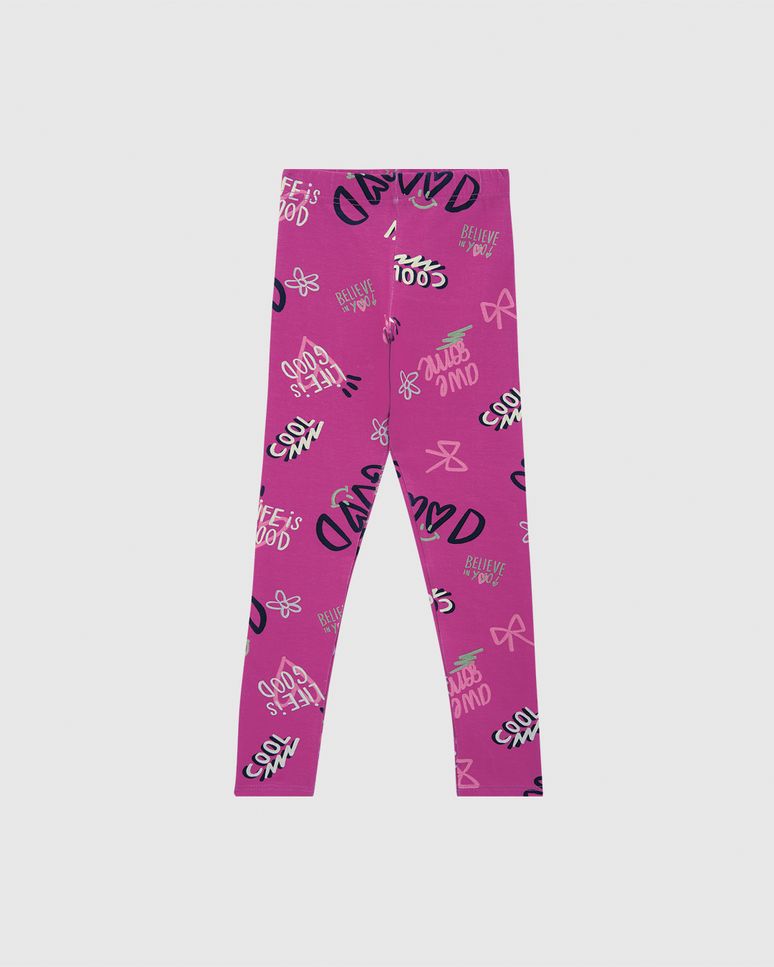 Calça Legging Infantil Estampada Em Algodão Malwee Kids
