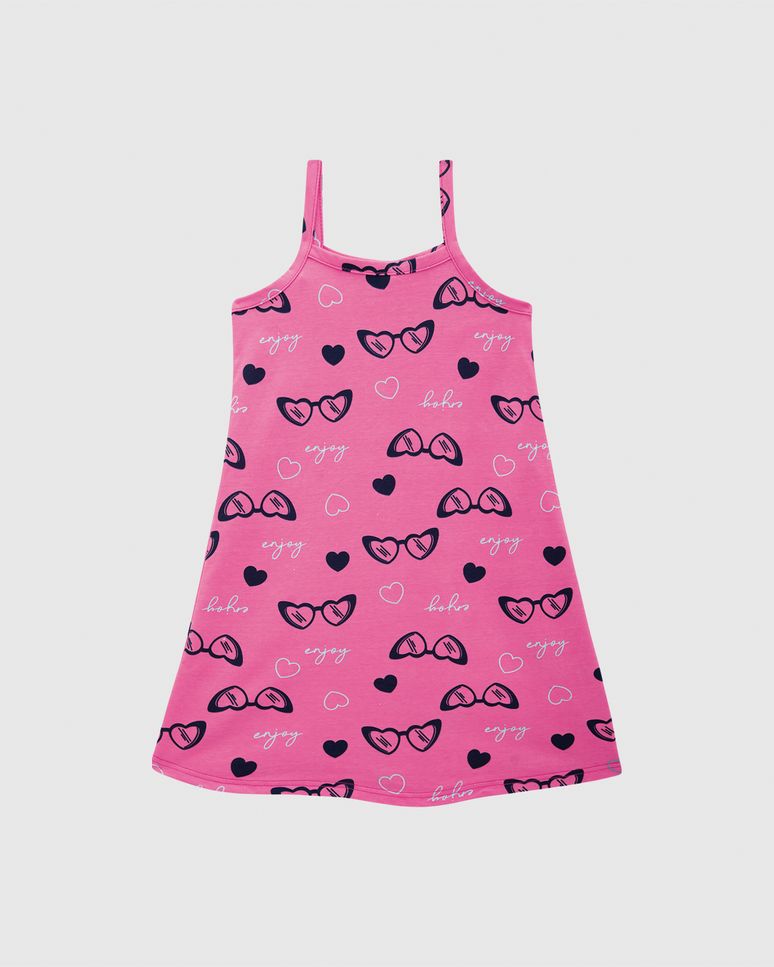 Vestido Infantil Decote Reto Estampado Em Algodão Malwee Kids