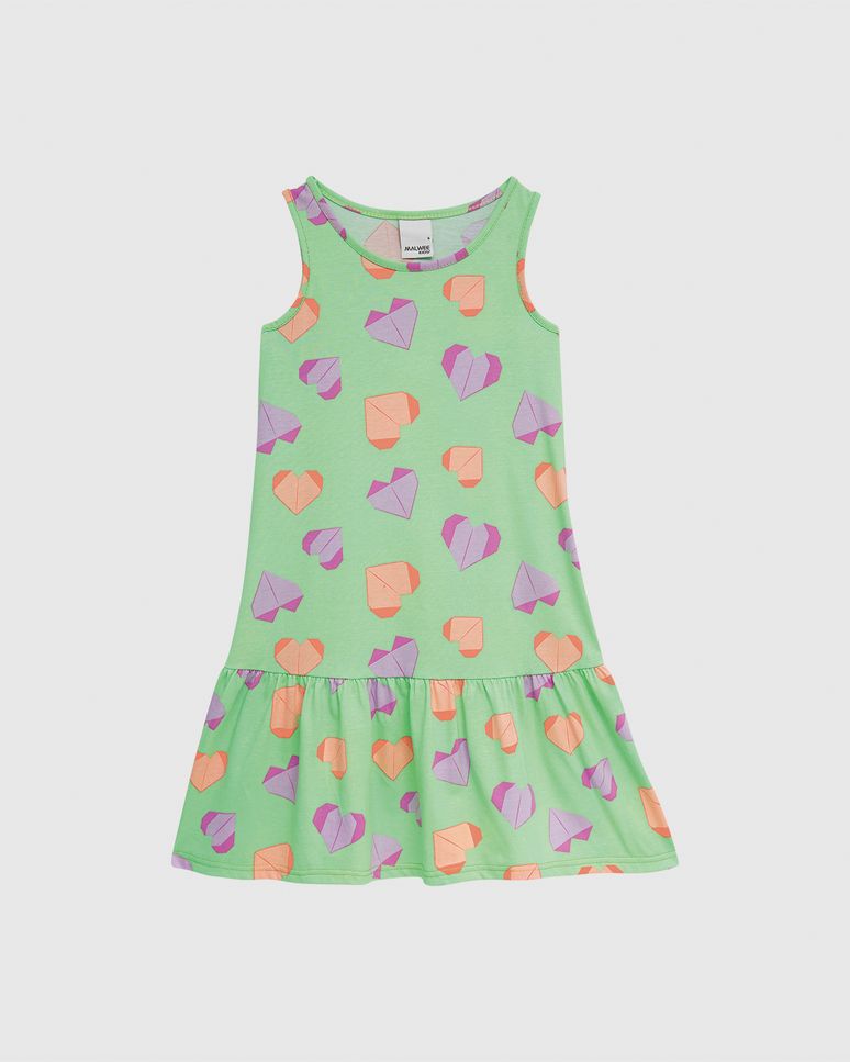 Vestido Infantil Barra Franzida Estampado Em Algodão Malwee Kids