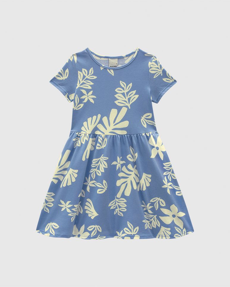 Vestido Infantil Evasê Manga Curta Estampado Em Algodão Malwee Kids